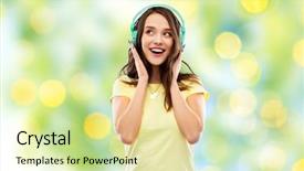  Presentation with green technology - Slides having music technology and people concept background and a soft green colored foreground