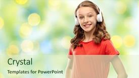  Presentation with green technology - PPT theme consisting of music technology and people concept background and a soft green colored foreground