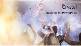  Presentation with concert and muscic conductor - PPT theme having music theme - people at concert with transition background and a lemonade colored foreground