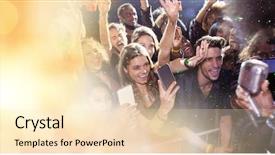  Presentation with concert - Colorful PPT theme enhanced with music theme - people at concert with transition backdrop and a lemonade colored foreground