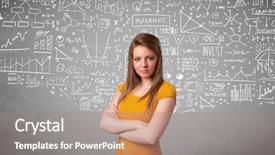  Presentation with theory - PPT theme consisting of music theory - young pretty lady with hand background and a  colored foreground