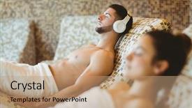  Presentation with music therapy - Slide set with music therapy - man and woman lying down background and a coral colored foreground