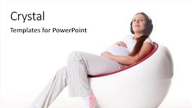  Presentation with music therapy - Beautiful slides featuring music therapy - pregnant woman with headphones sits backdrop and a white colored foreground