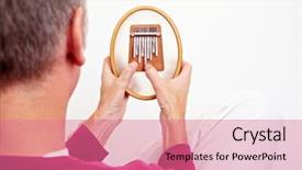  Presentation with african music - PPT theme with music therapy - relaxed man playing background and a coral colored foreground