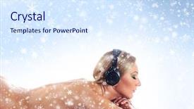  Presentation with spa espiritual - Presentation theme with music therapy - young and attractive woman getting background and a sky blue colored foreground