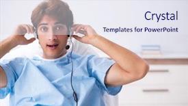  Presentation with nurse a male patient - Amazing slide deck having music therapy - young male patient lying backdrop and a sky blue colored foreground