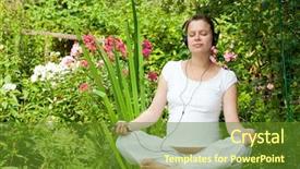  Presentation with music therapy - Presentation theme enhanced with music therapy - young pregnant woman relaxing background and a tawny brown colored foreground