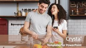  Presentation with man vs woman - Presentation theme enhanced with music together while cooking background and a coral colored foreground