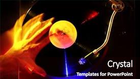  Presentation with record - Amazing theme having music dj needle spinning - hand of dj scratching backdrop and a black colored foreground
