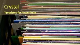  Presentation with music vinyl - PPT theme consisting of music vinyl album covers background and a tawny brown colored foreground