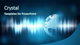  Presentation with sound - Amazing PPT theme having music wave - technology of sound backdrop and a navy blue colored foreground