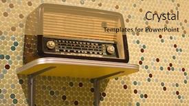  Presentation with vintage radio - Presentation theme having music wave - vintage radio on yellow background background and a yellow colored foreground