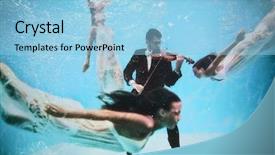  Presentation with swimming - Audience pleasing PPT layouts consisting of music wave - violinist playing underwater with muse backdrop and a light blue colored foreground