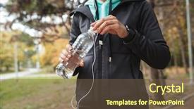  Presentation with water park - Presentation theme enhanced with music with earphones holding bottle background and a tawny brown colored foreground