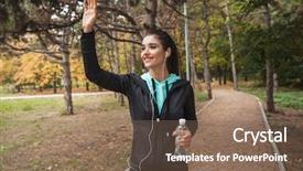  Presentation with water park - Presentation theme consisting of music with earphones holding bottle background and a violet colored foreground
