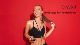  Presentation with fit test - Cool new slide deck with music with earphones holding mobile backdrop and a red colored foreground