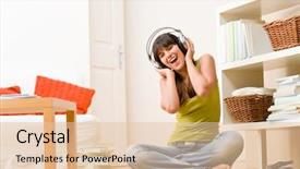  Presentation with music singing - PPT theme consisting of music with headphones singing background and a lemonade colored foreground