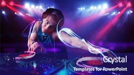  Presentation with music - Colorful PPT theme enhanced with music with light beam effect backdrop and a navy blue colored foreground