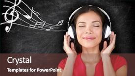  Presentation with asian music - Presentation design consisting of music with music note background and a tawny brown colored foreground