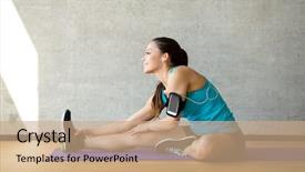  Presentation with woman sport - Amazing presentation having music work - fitness sport training and lifestyle backdrop and a coral colored foreground