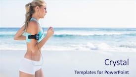  Presentation with sportswear - Theme enhanced with music work - gorgeous sporty blonde in sportswear background and a sky blue colored foreground