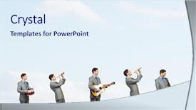  Presentation with play - Cool new slide deck with musical band - he can play all instruments backdrop and a sky blue colored foreground