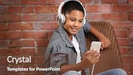  Presentation with african american - Cool new presentation with musical chair - african american boy with headphones backdrop and a tawny brown colored foreground