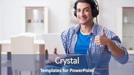  Presentation with listening - Cool new presentation theme with musical chair - disabled man listening to music backdrop and a  colored foreground