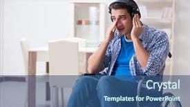  Presentation with listening - Colorful presentation theme enhanced with musical chair - disabled man listening to music backdrop and a  colored foreground