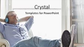  Presentation with listening - PPT layouts consisting of musical chair - full-length of relaxed middle-aged man background and a white colored foreground