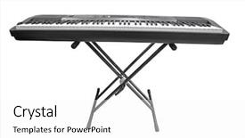  Presentation with electronic - Audience pleasing theme consisting of musical chair - image of an electronic synthesizer backdrop and a white colored foreground