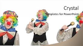  Presentation with clown - PPT theme with musical characters - clown in various poses isolated background and a  colored foreground