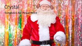  Presentation with music - Slide deck having musical characters - dj santa claus playing music background and a  colored foreground