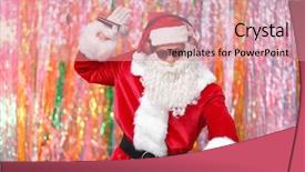  Presentation with festival music band hands playing - Colorful presentation design enhanced with musical characters - dj santa claus playing music backdrop and a  colored foreground