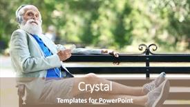  Presentation with werry old man and gis music - Theme featuring musical characters - elderly man listening to music background and a  colored foreground