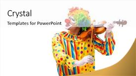  Presentation with clown - Slides having musical characters - male clown isolated on white background and a white colored foreground