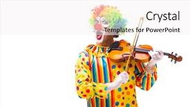  Presentation with clown - Beautiful slide set featuring musical characters - male clown isolated on white backdrop and a sky blue colored foreground