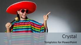  Presentation with 3d studio max - Colorful slide set enhanced with musical characters - man wearing sombrero in dark backdrop and a light gray colored foreground