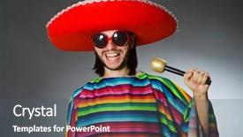  Presentation with hat - Audience pleasing presentation design consisting of musical characters - person wearing sombrero hat backdrop and a ocean colored foreground