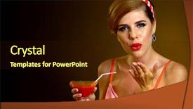  Presentation with cocktail party - Cool new PPT layouts with musical characters - pin up girl drink bloody backdrop and a wine colored foreground