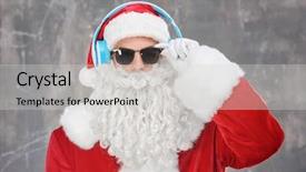  Presentation with listening - Audience pleasing presentation design consisting of musical characters - santa claus listening to music backdrop and a  colored foreground