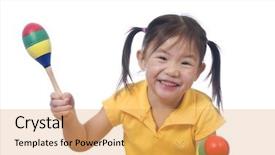  Presentation with young children playing - Slides with musical children - young girl playing with maracas background and a  colored foreground
