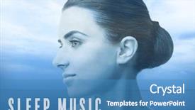  Presentation with homeless person sleep on sidewalk - Slide set featuring musical doubles - concept of music for sleep background and a teal colored foreground