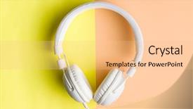  Presentation with headphones - Slide set consisting of musical doubles - headphones on double colorful background background and a lemonade colored foreground