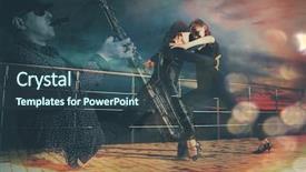  Presentation with senior couple - PPT theme featuring musical doubles - senior couple ballroom dancing background and a ocean colored foreground