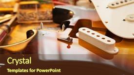  Presentation with body repair - Presentation theme with musical doubles - sunburst electric guitar body background and a tawny brown colored foreground