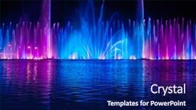  Presentation with 3d character colorful music - Presentation consisting of musical fountain with colorful illuminations background and a navy blue colored foreground