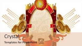  Presentation with shield - Colorful presentation enhanced with heraldry - musical heraldic shield with loudspeakers backdrop and a coral colored foreground