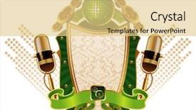  Presentation with microphones - Presentation design having heraldry - musical heraldic shield with microphones background and a lemonade colored foreground