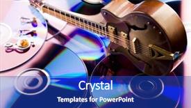  Presentation with musical instrument - Beautiful presentation featuring musical instrument - classic guitar and other objects backdrop and a royal blue colored foreground